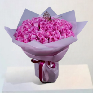 Romance _ 101 pink Roses Mono Bouquet