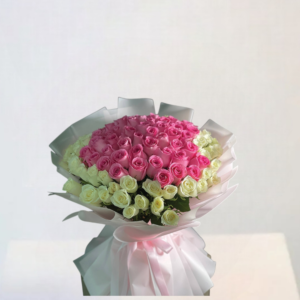 Beloved _ Pink And Cream White 101 Roses Bouquet