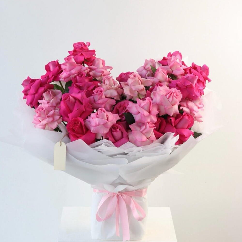 Wish - Soft Pink Rose, Hot Pink Rose Bouquet