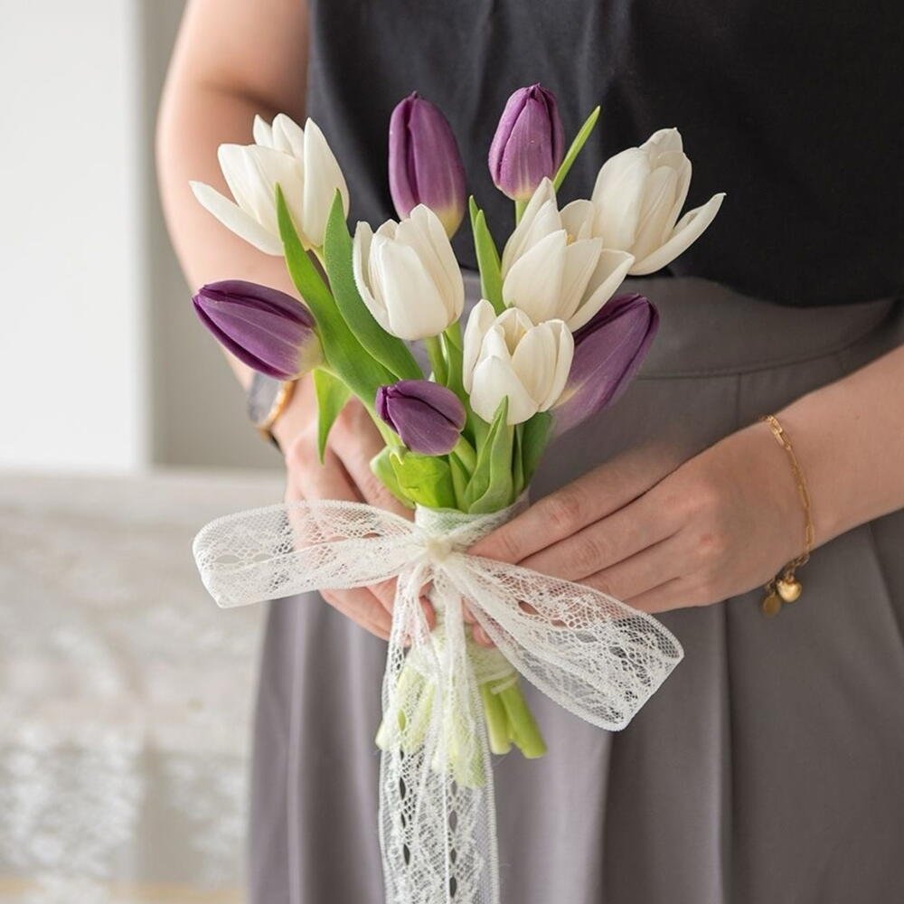 Say Yes - Purple and white Tulip Wedding Bbouquet
