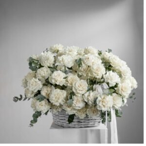 She Said White- XL 101 white rose basket