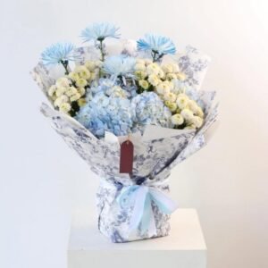 Sky – Blue Hydrangeas Blue Chrysanthemums Bouquet