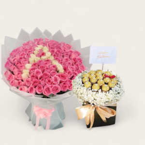 BIRTHDAY _ Luxurious 99 Rose Bouquet With Chocolate Box Combo