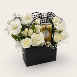 White Rose With Ferrero Gift Hamper