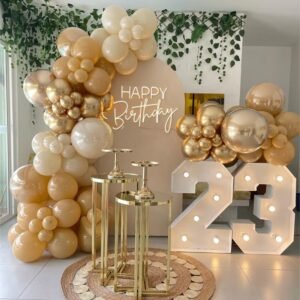 White And Gold Birthday Setup