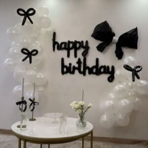 White & Black Theme Birthday Decoration