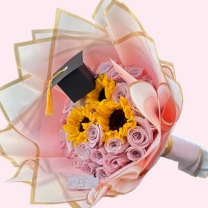 Pink Rose & Sunflower _ Graduation Bouquet